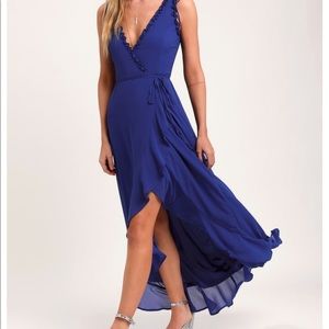 navy blue wrap dress.